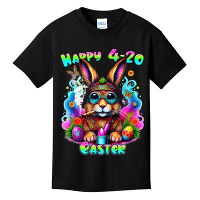 Happy 420 Easter Day Bunny Smoking Weed Marijuana Funny 420 Kids T-Shirt