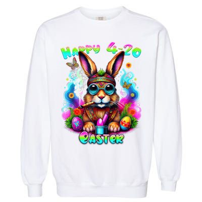 Happy 420 Easter Day Bunny Smoking Weed Marijuana Funny 420 Garment-Dyed Sweatshirt