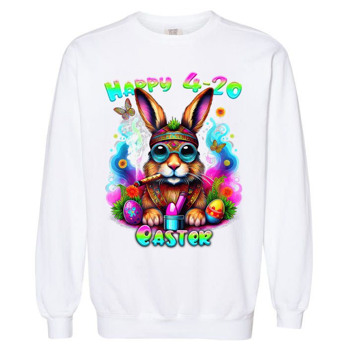Happy 420 Easter Day Bunny Smoking Weed Marijuana Funny 420 Garment-Dyed Sweatshirt