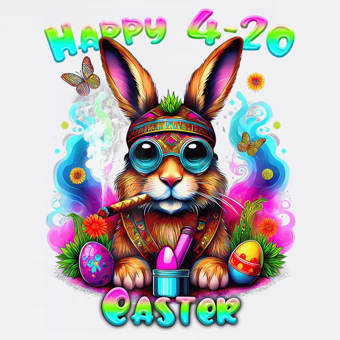 Happy 420 Easter Day Bunny Smoking Weed Marijuana Funny 420 Garment-Dyed Sweatshirt