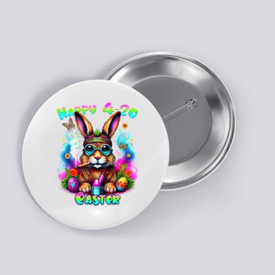 Happy 420 Easter Day Bunny Smoking Weed Marijuana Funny 420 Button