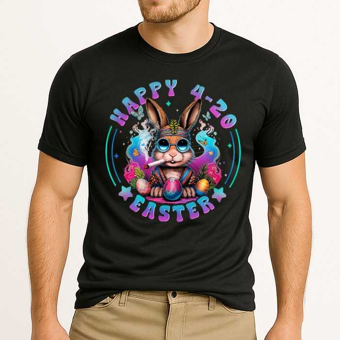 Happy 420 Easter Bunny Smoking Weed Funny  Cooling Performance Crew T-Shirt