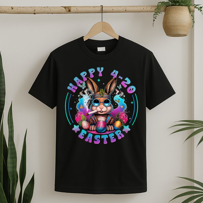 Happy 420 Easter Bunny Smoking Weed Funny  T-Shirt
