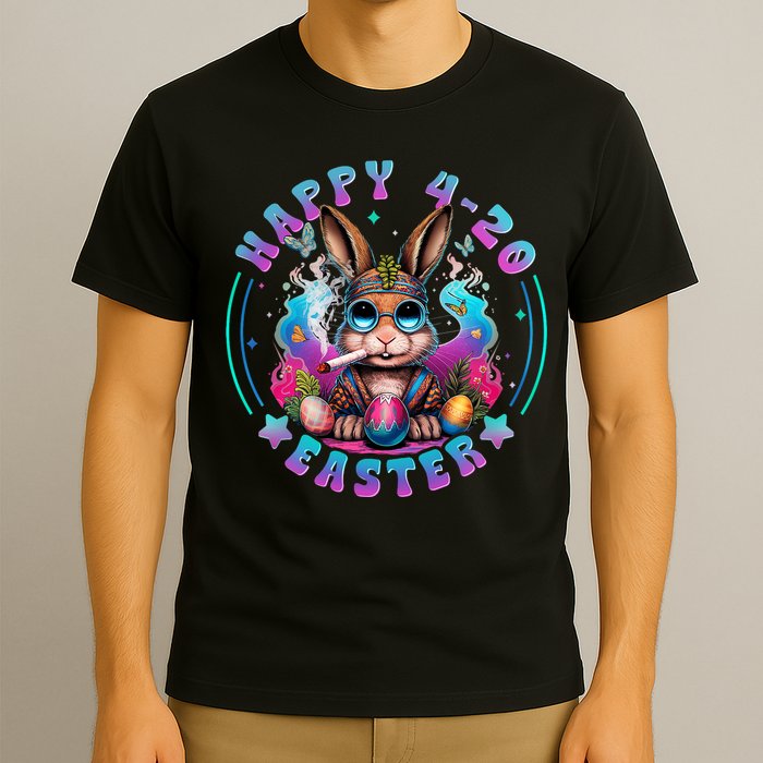 Happy 420 Easter Bunny Smoking Weed Funny  T-Shirt