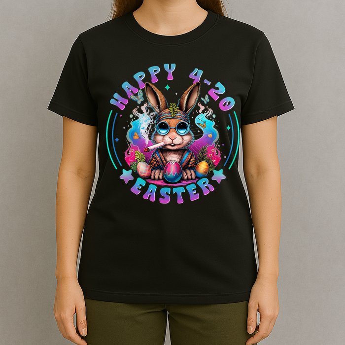 Happy 420 Easter Bunny Smoking Weed Funny  T-Shirt
