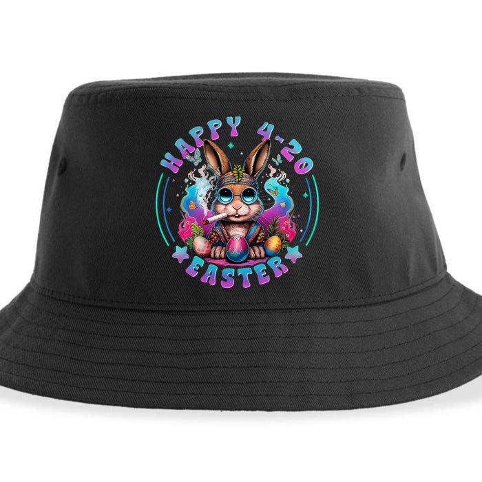 Happy 420 Easter Bunny Smoking Weed Funny  Sustainable Bucket Hat
