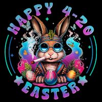 Happy 420 Easter Bunny Smoking Weed Funny  Button