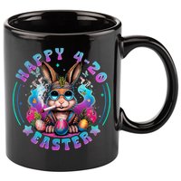 Happy 420 Easter Bunny Smoking Weed Funny  11oz C Handle Ceramic Mug