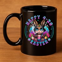 Happy 420 Easter Bunny Smoking Weed Funny  11oz C Handle Ceramic Mug