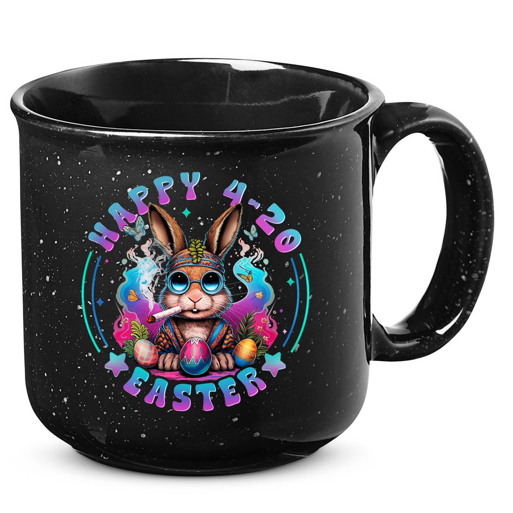 Happy 420 Easter Bunny Smoking Weed Funny  15oz Campfire Ceramic Mug