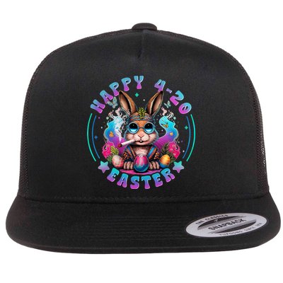 Happy 420 Easter Bunny Smoking Weed Funny  Flatbill Hat