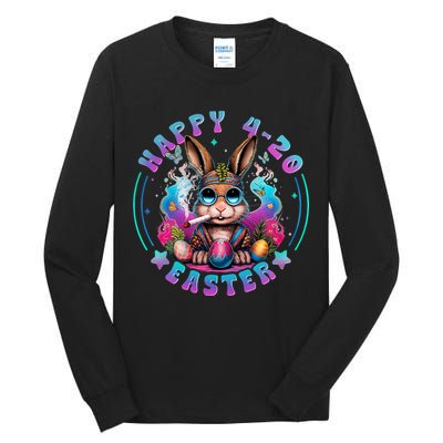 Happy 420 Easter Bunny Smoking Weed Funny  Tall Long Sleeve T-Shirt