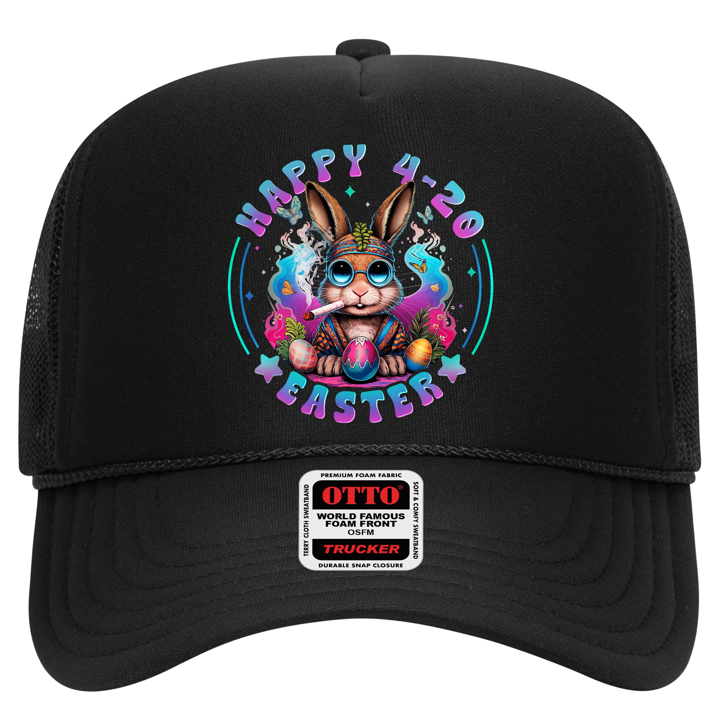 Happy 420 Easter Bunny Smoking Weed Funny  Hat