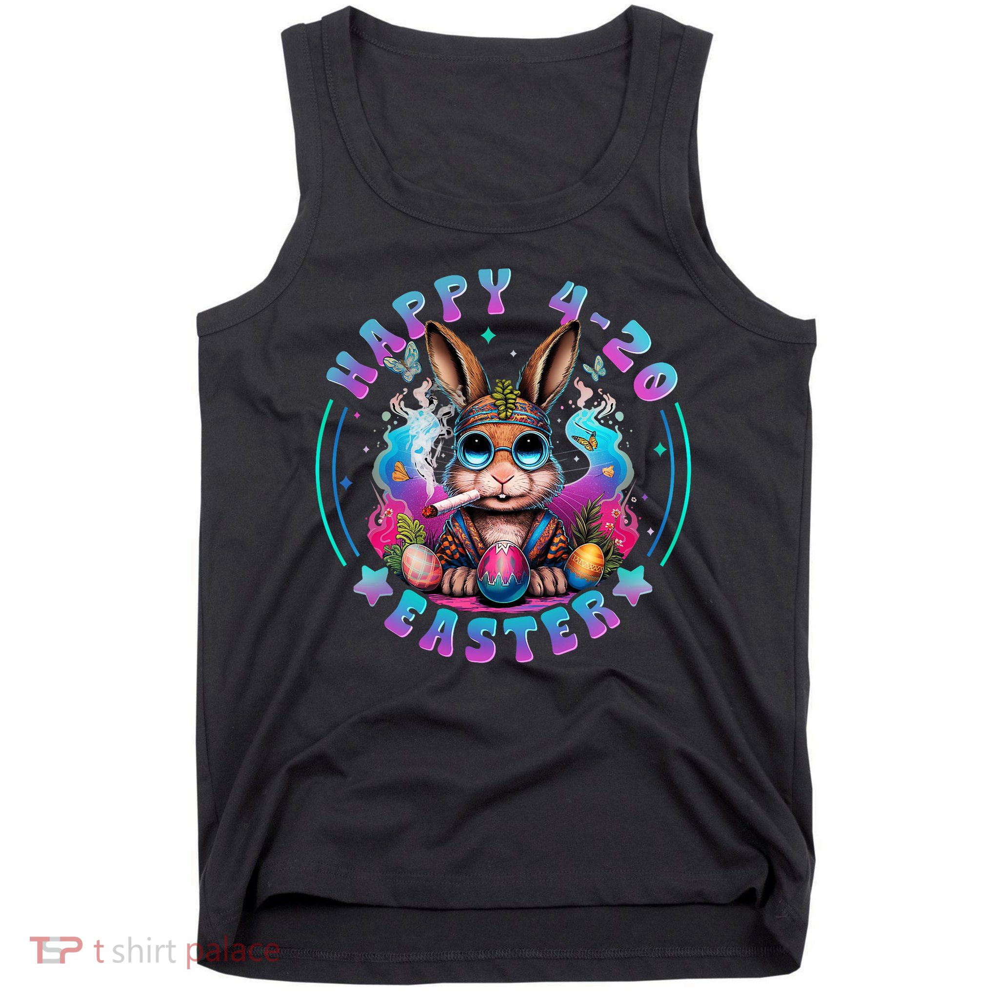 Happy 420 Easter Bunny Smoking Weed Funny  Tank Top