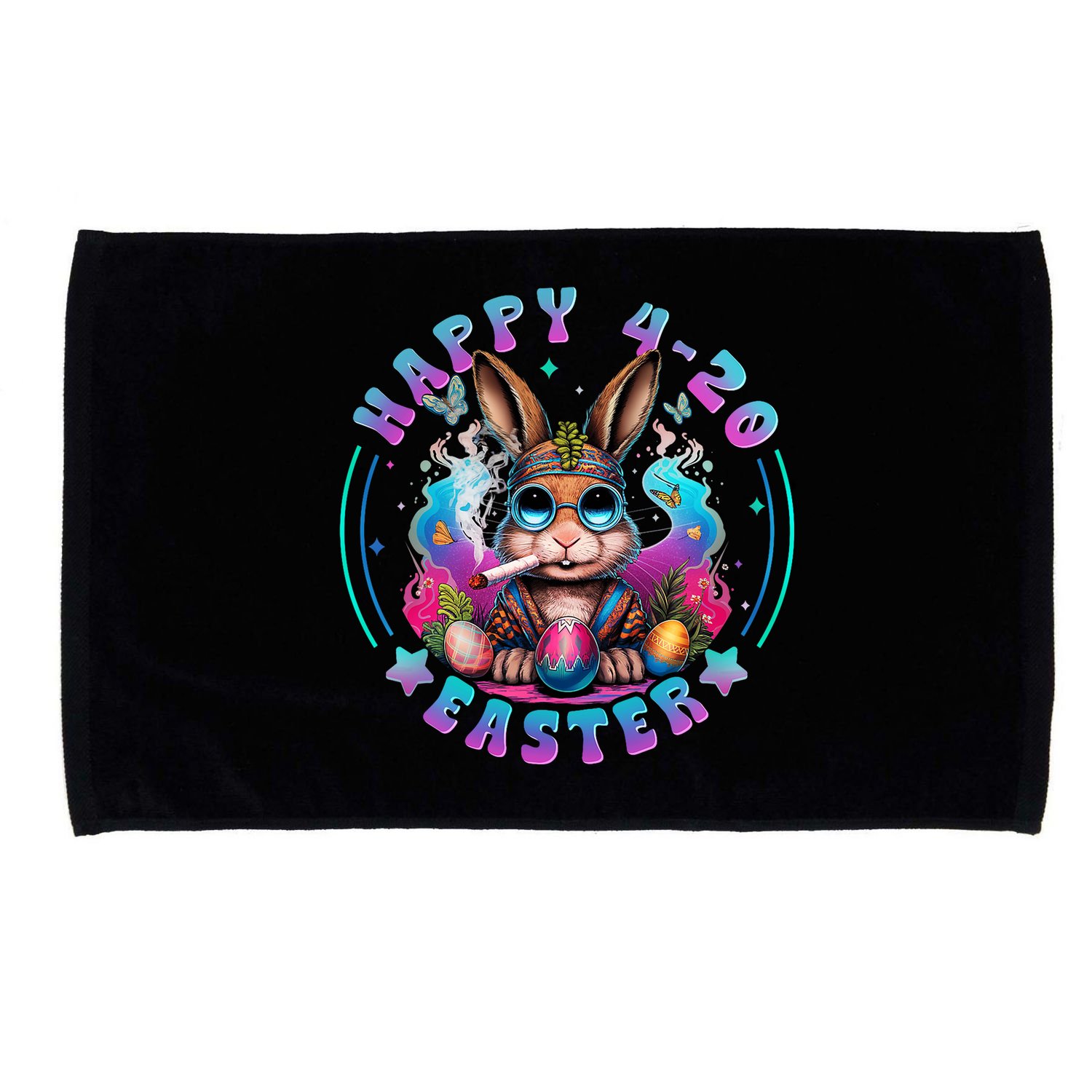 Happy 420 Easter Bunny Smoking Weed Funny  Microfiber Hand Towel