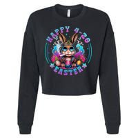 Happy 420 Easter Bunny Smoking Weed Funny  Cropped Pullover Crew