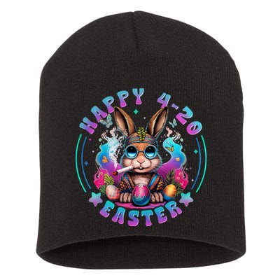 Happy 420 Easter Bunny Smoking Weed Funny  Short Acrylic Beanie