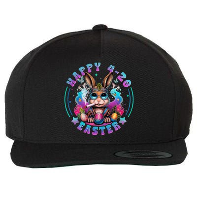 Happy 420 Easter Bunny Smoking Weed Funny  Wool Snapback Cap
