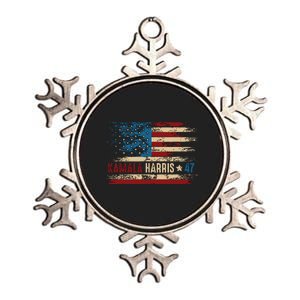 Harris 47 For President Usa American Flag Kamala Harris 2024 Metallic Star Ornament