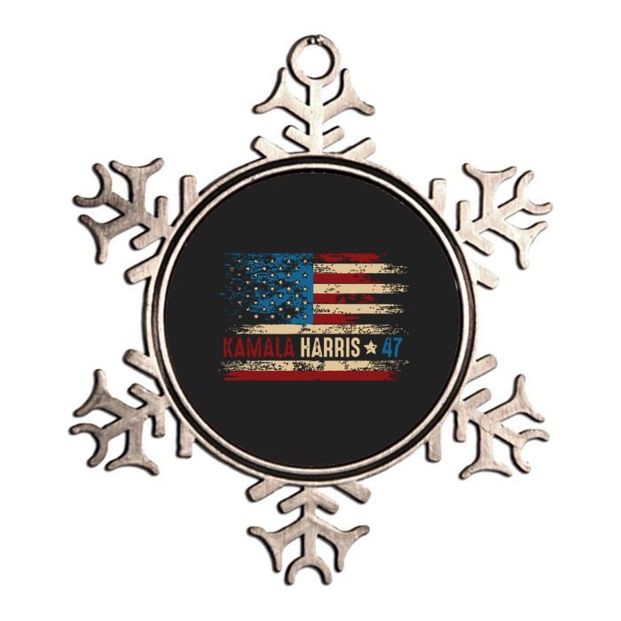 Harris 47 For President Usa American Flag Kamala Harris 2024 Metallic Star Ornament