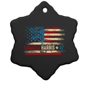 Harris 47 For President Usa American Flag Kamala Harris 2024 Ceramic Star Ornament