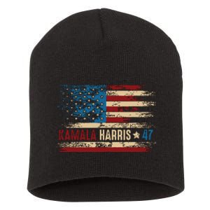 Harris 47 For President Usa American Flag Kamala Harris 2024 Short Acrylic Beanie