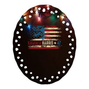 Harris 47 For President Usa American Flag Kamala Harris 2024 Ceramic Oval Ornament