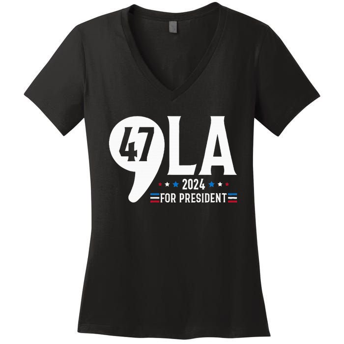 Harris 47th For President American Election Comma La 2024 Women's V-Neck T-Shirt