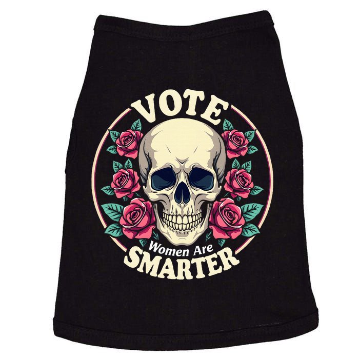 Harris 47 Feminist Vote Women Are Smarter Vintage Skull Rose Doggie Tank