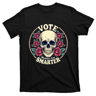 Harris 47 Feminist Vote Women Are Smarter Vintage Skull Rose T-Shirt