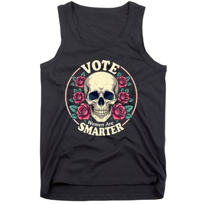 Harris 47 Feminist Vote Women Are Smarter Vintage Skull Rose Tank Top