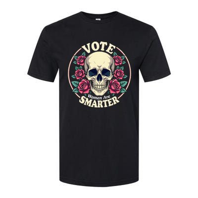 Harris 47 Feminist Vote Women Are Smarter Vintage Skull Rose Softstyle CVC T-Shirt