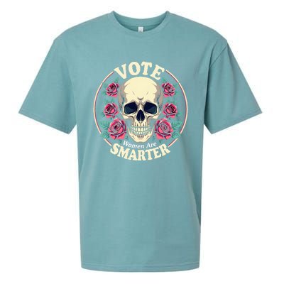 Harris 47 Feminist Vote Women Are Smarter Vintage Skull Rose Sueded Cloud Jersey T-Shirt