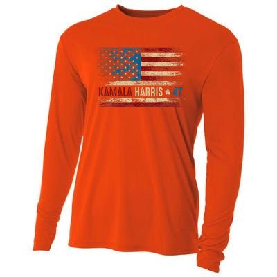 Harris 47 For President Usa American Flag Kamala Harris 2024 Cooling Performance Long Sleeve Crew