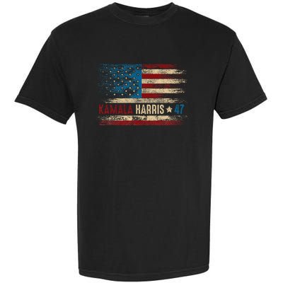 Harris 47 For President Usa American Flag Kamala Harris 2024 Garment-Dyed Heavyweight T-Shirt