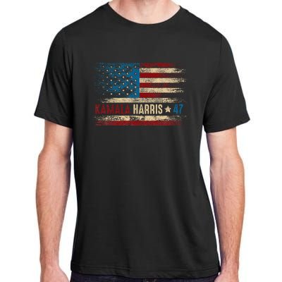 Harris 47 For President Usa American Flag Kamala Harris 2024 Adult ChromaSoft Performance T-Shirt