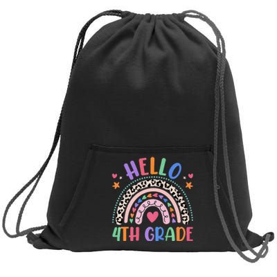 Hello 4th Grade Leopard Boho Rainbow 1st Day Of School Sweatshirt Cinch Pack Bag