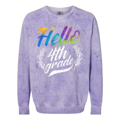 Hello 4th Grade Teacher Students Back To School Girl Colorblast Crewneck Sweatshirt