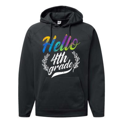 Hello 4th Grade Teacher Students Back To School Girl Performance Fleece Hoodie