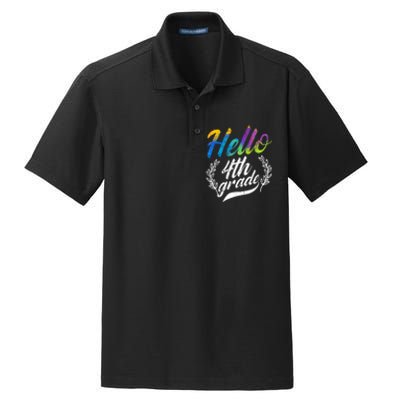 Hello 4th Grade Teacher Students Back To School Girl Dry Zone Grid Polo