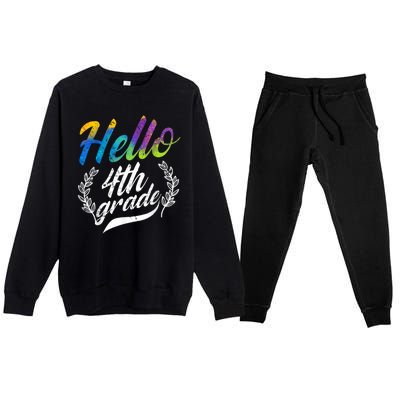 Hello 4th Grade Teacher Students Back To School Girl Premium Crewneck Sweatsuit Set