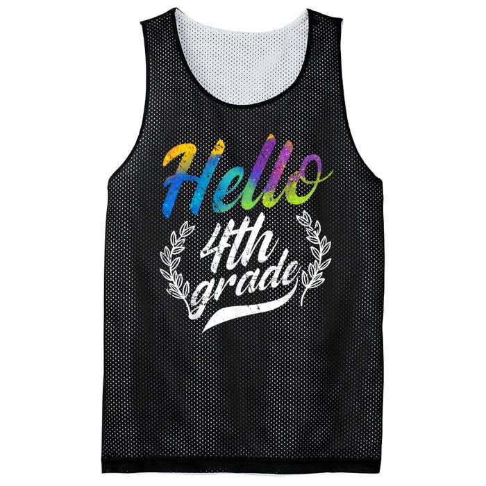 Hello 4th Grade Teacher Students Back To School Girl Mesh Reversible Basketball Jersey Tank