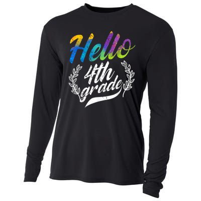 Hello 4th Grade Teacher Students Back To School Girl Cooling Performance Long Sleeve Crew