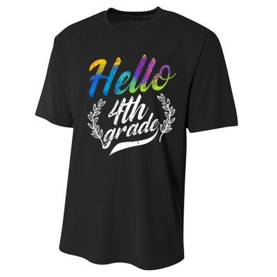 Hello 4th Grade Teacher Students Back To School Girl Performance Sprint T-Shirt