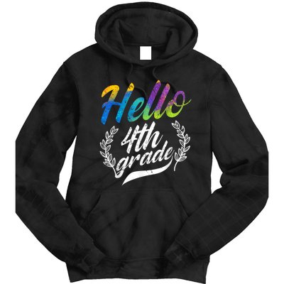 Hello 4th Grade Teacher Students Back To School Girl Tie Dye Hoodie