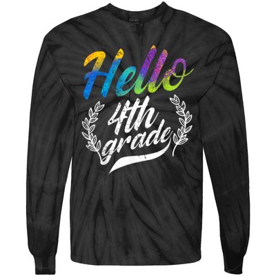 Hello 4th Grade Teacher Students Back To School Girl Tie-Dye Long Sleeve Shirt