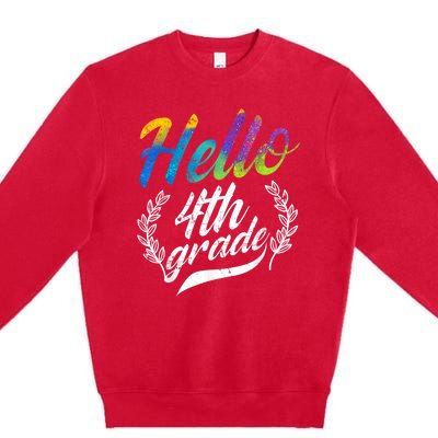 Hello 4th Grade Teacher Students Back To School Girl Premium Crewneck Sweatshirt