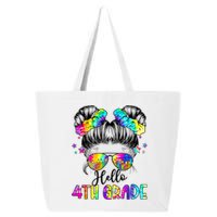 Hello 4th Grade Messy Hair Bun Girl Back To School First Day 25L Jumbo Tote