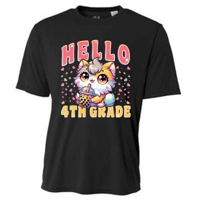 Hello 4th Grade Cat Girl For First Day Of 4th Grade Girl Cooling Performance Crew T-Shirt