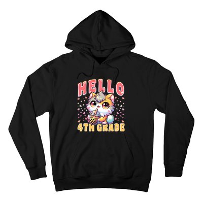 Hello 4th Grade Cat Girl For First Day Of 4th Grade Girl Hoodie